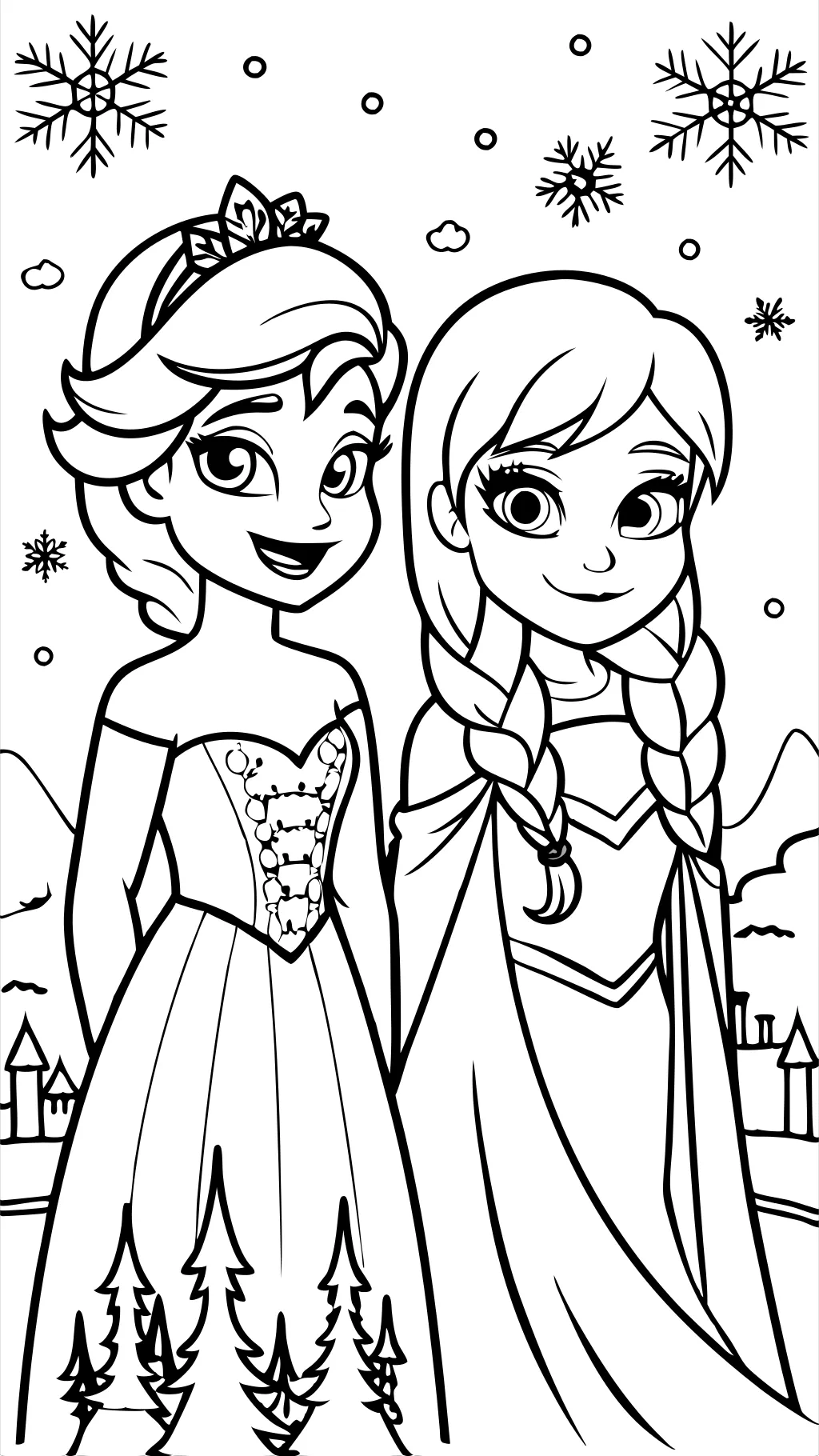 Páginas para colorear Anna y Elsa